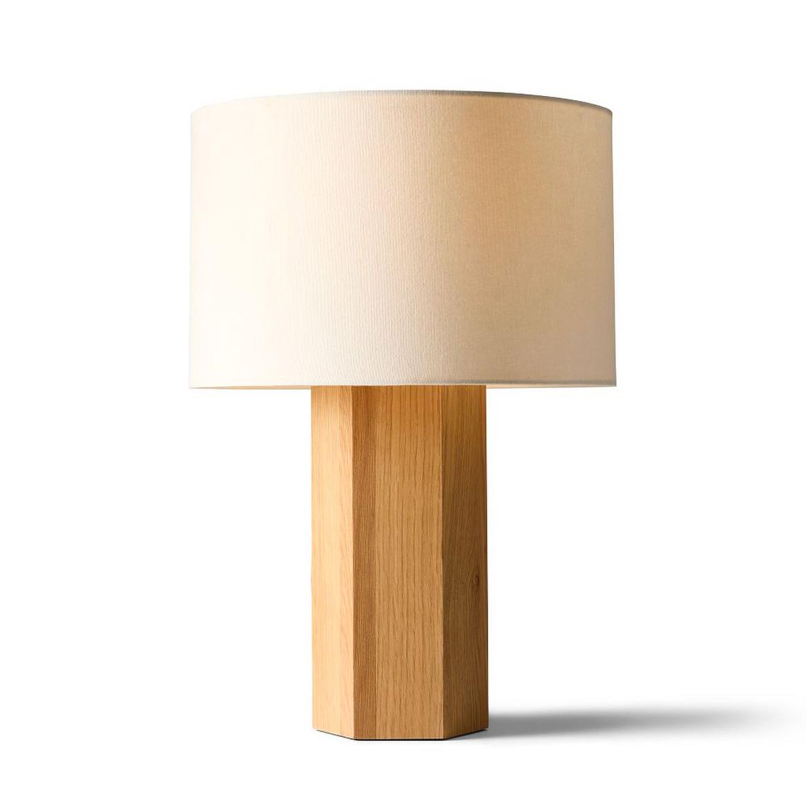 West Elm Culver Wood Faceted Table Lamp 51cm